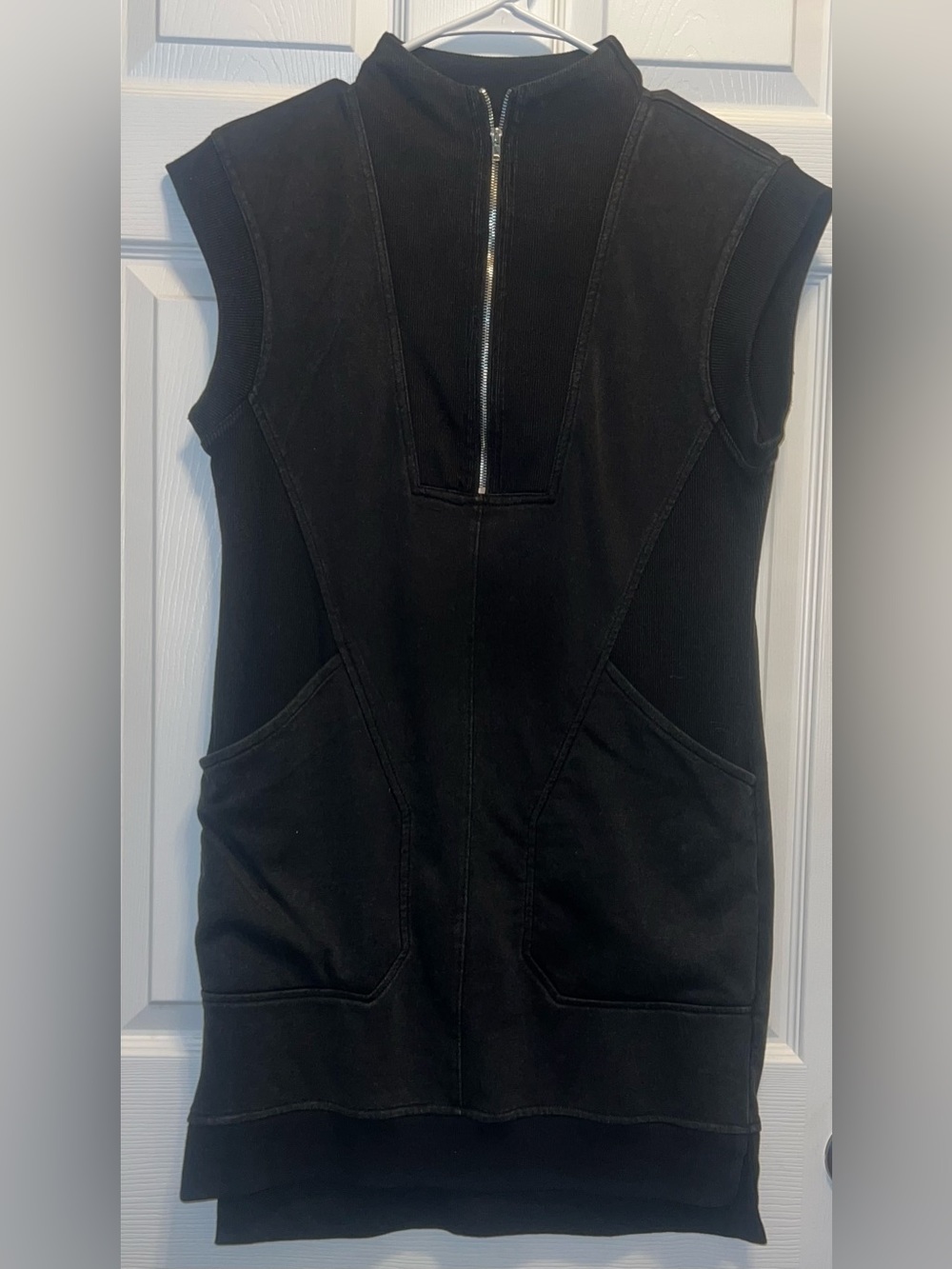 Sleeveless Black Zip-Front Women's Dress